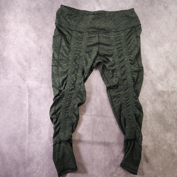 Sweet Flex Green High Waisted Ruched Leggings Athletic Workout Yoga Pants 18 - Picture 1 of 6